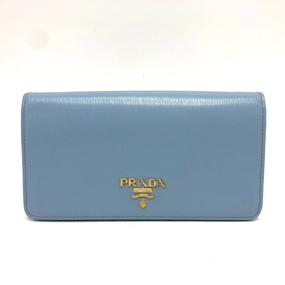PRADA 1DH044 logo Chain Bag Shoulder Bag Leather blue/GoldHardware - Picture 1 of 16